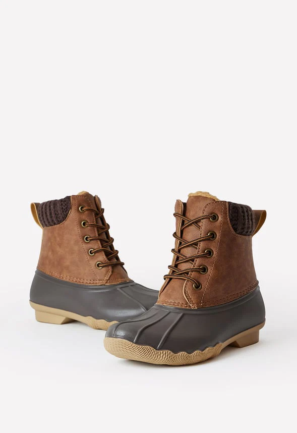 Sweater Cuff Lace Up Duck Boot