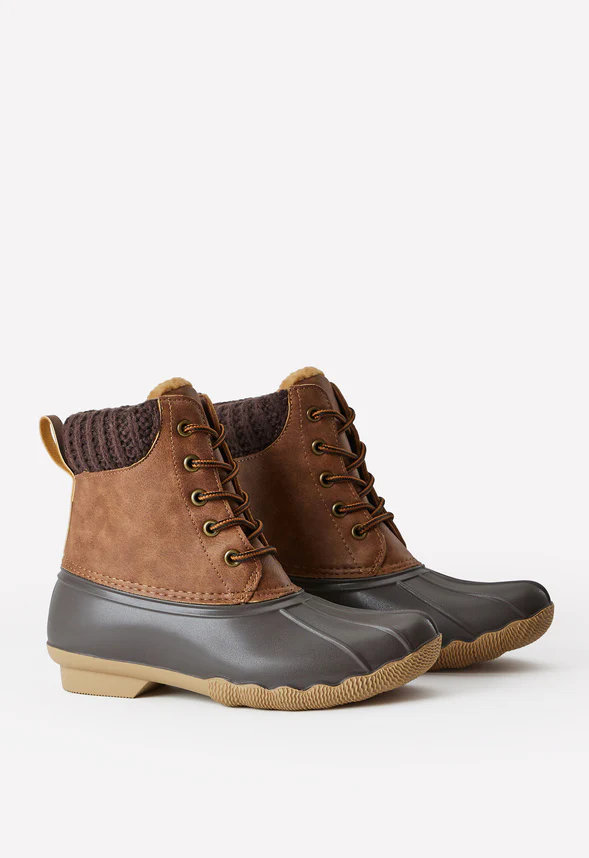 Sweater Cuff Lace Up Duck Boot - Image 2