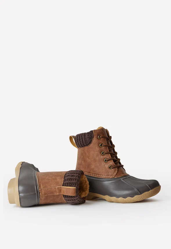 Sweater Cuff Lace Up Duck Boot - Image 3
