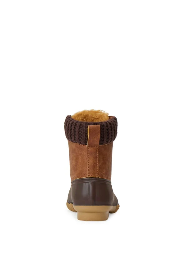 Sweater Cuff Lace Up Duck Boot - Image 5