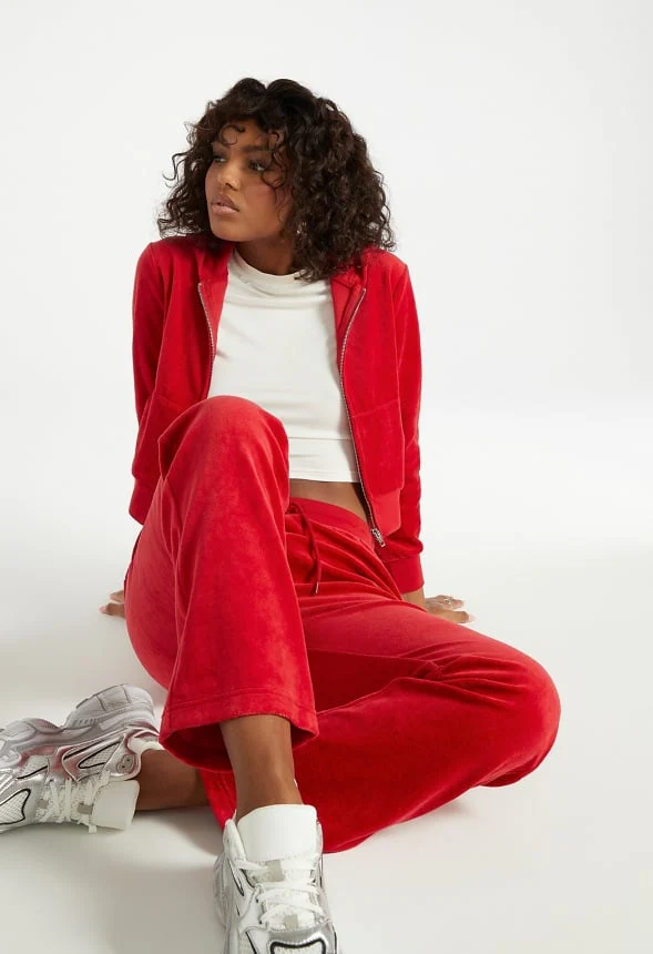 Velour Straight Pants - Image 3